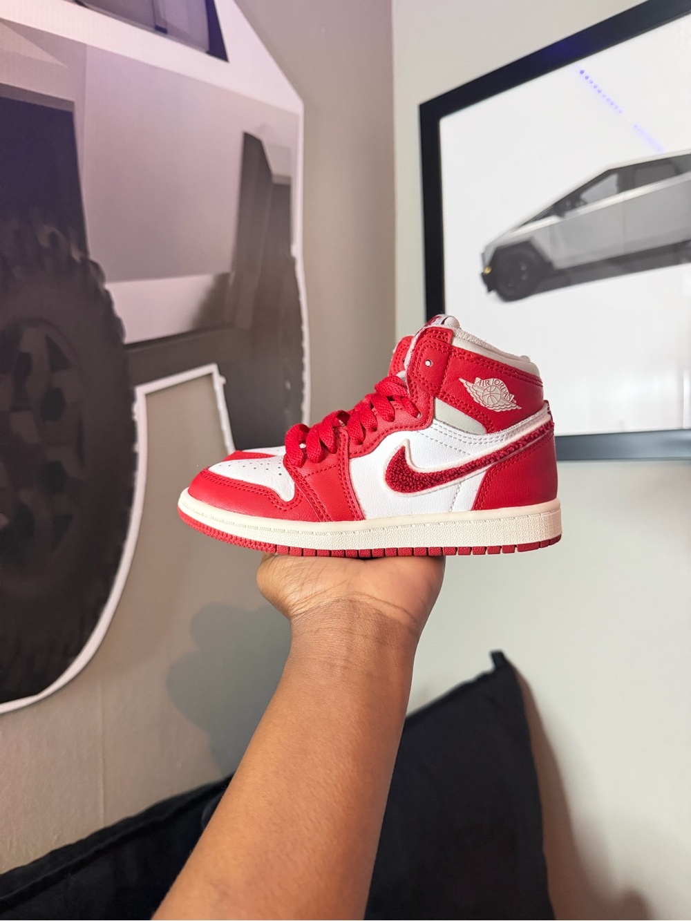 Nike Kids Red and White High-Top Sneakers